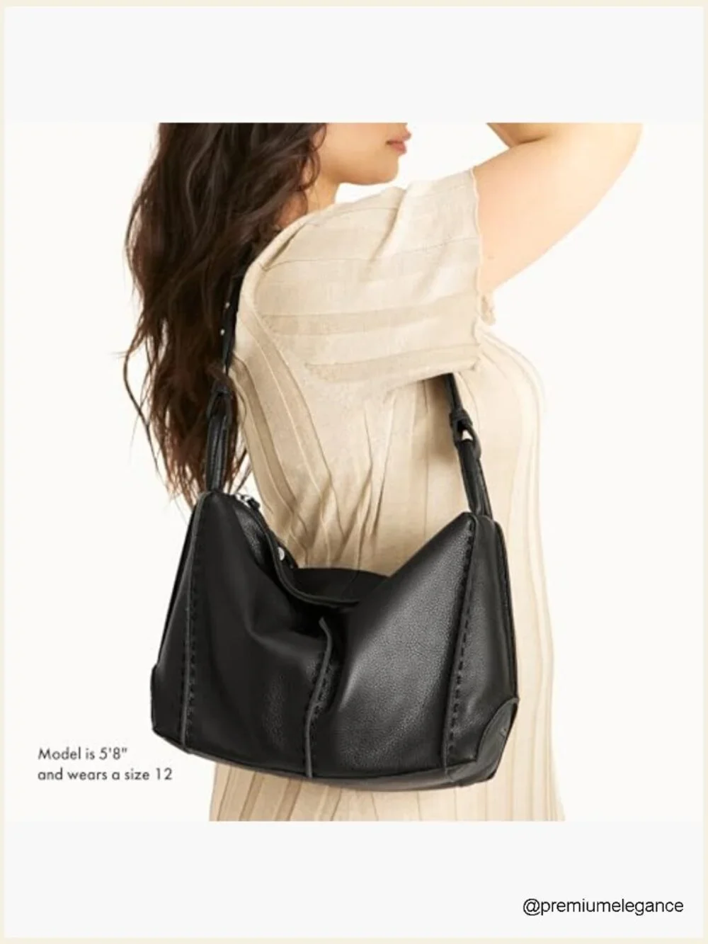 Large Leather Hobo Purse with Zipper Pocket, Everyday Handbag